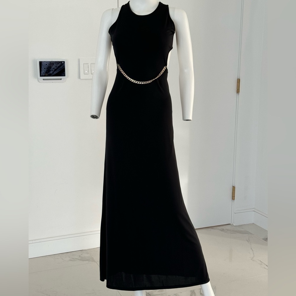 Maxi dress open low back scoop neck size XS Black sleeveless